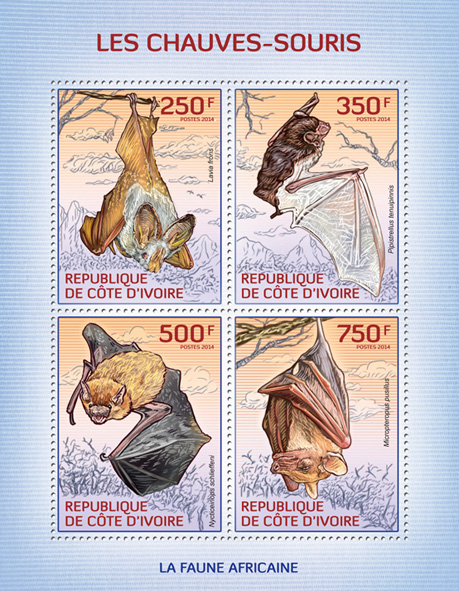 Bats - Issue of Ivory Coast postage stamps
