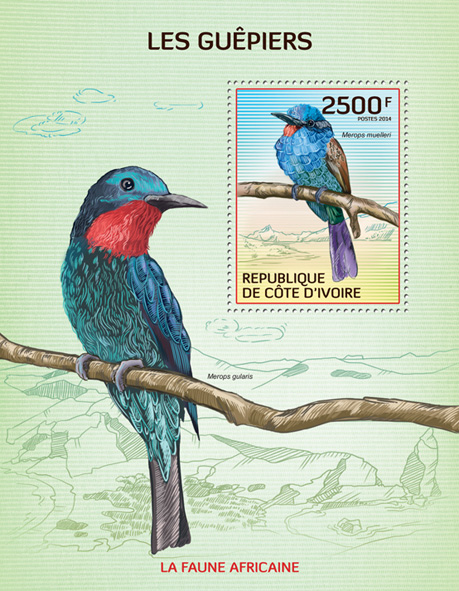 Bee-eaters - Issue of Ivory Coast postage stamps