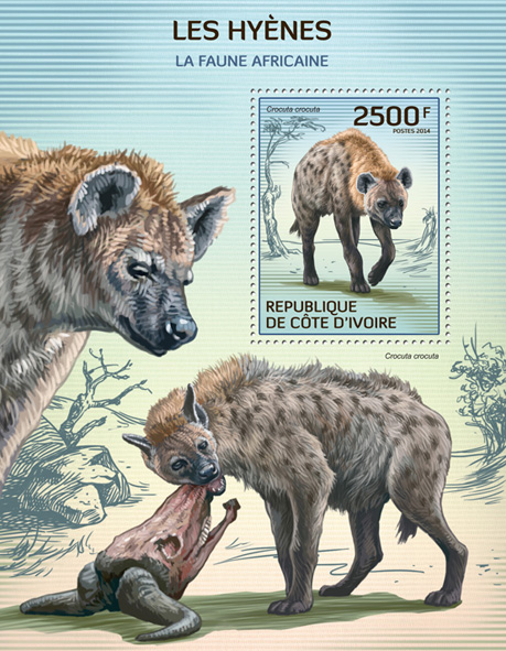 Hyenas - Issue of Ivory Coast postage stamps
