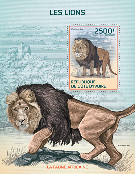 Lions - Issue of Ivory Coast postage stamps