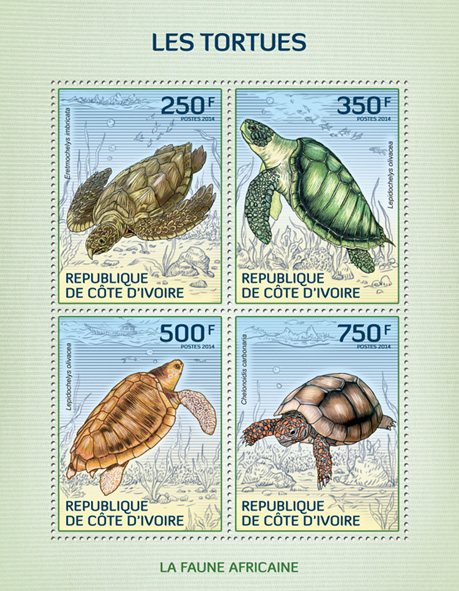 Turtles - Issue of Ivory Coast postage stamps