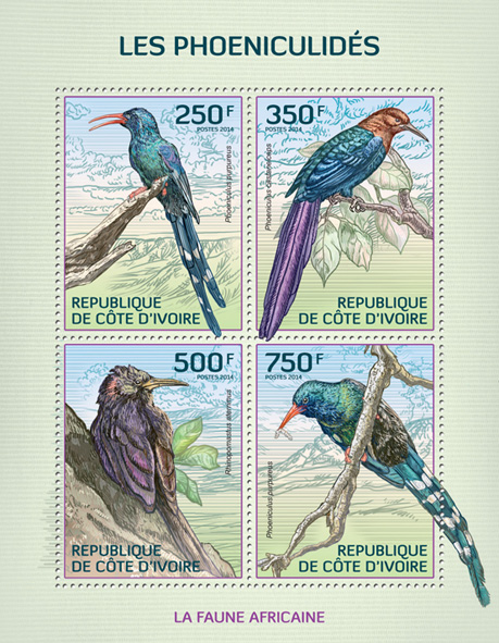 Birds - Issue of Ivory Coast postage stamps